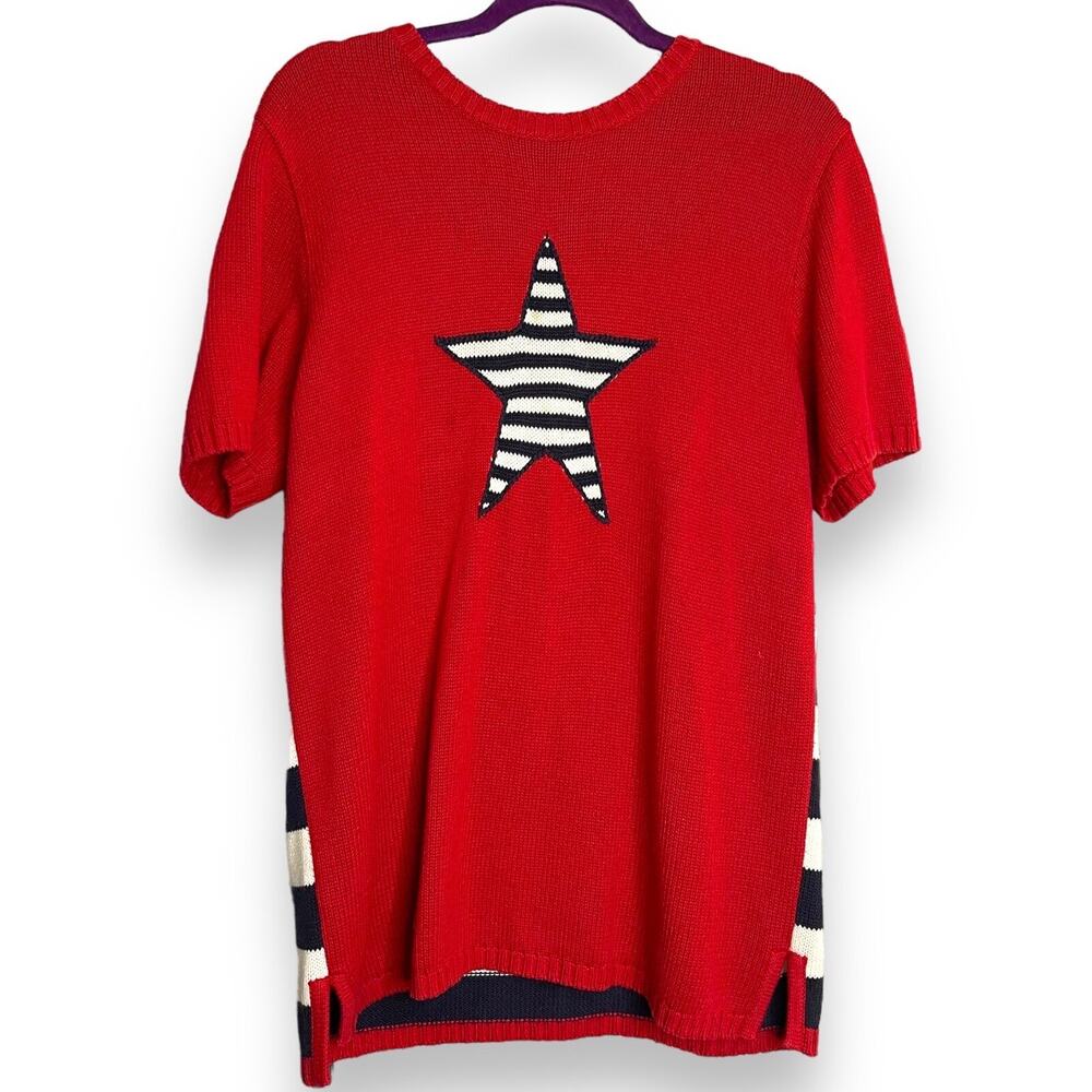 The Quacker Factory Tunic Sweater Women's M Red P… - image 2